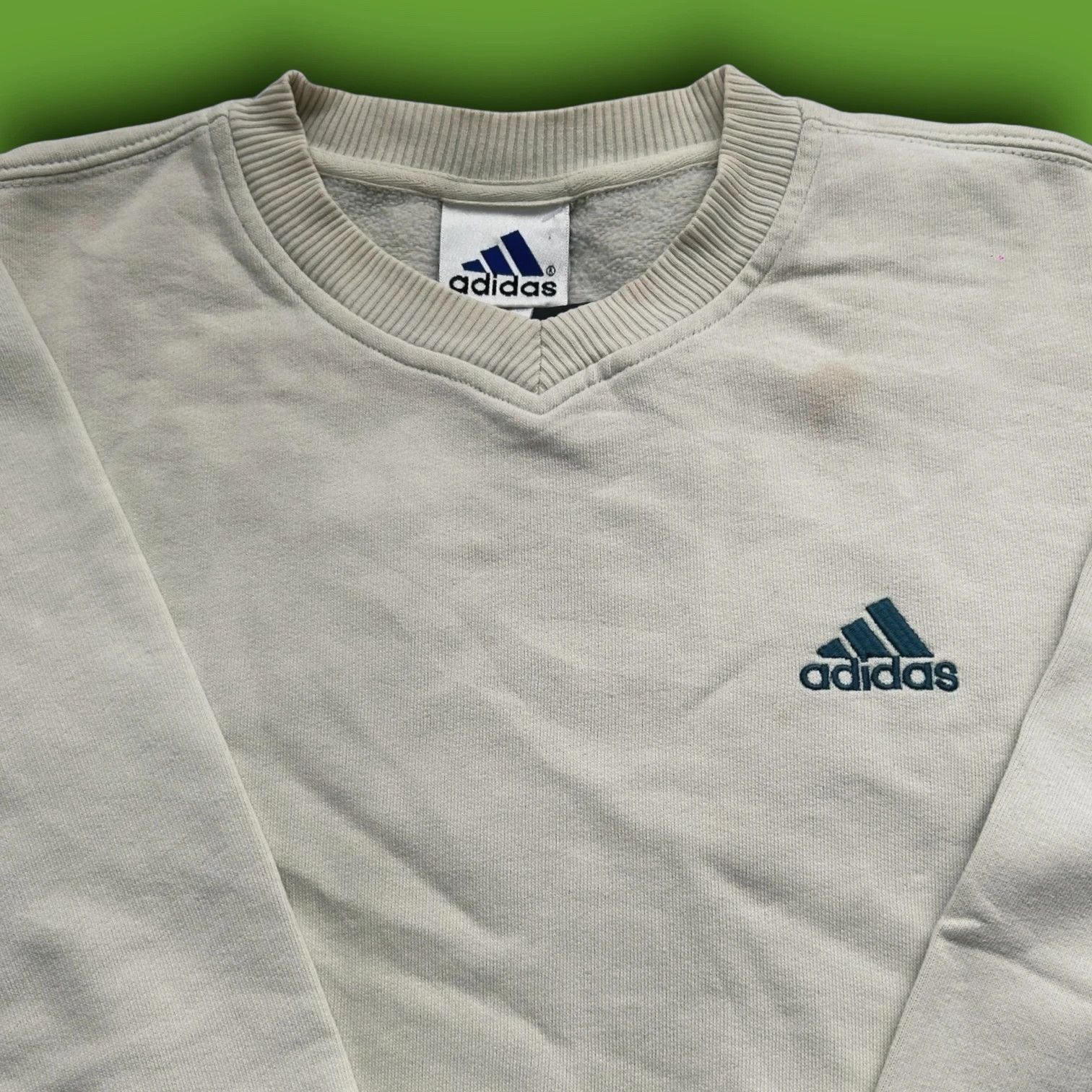 Adidas Vintage 90s Adidas Embroidered V Neck Sweatshirt Size US M / EU 48-50 / 2 - 1 Thumbnail