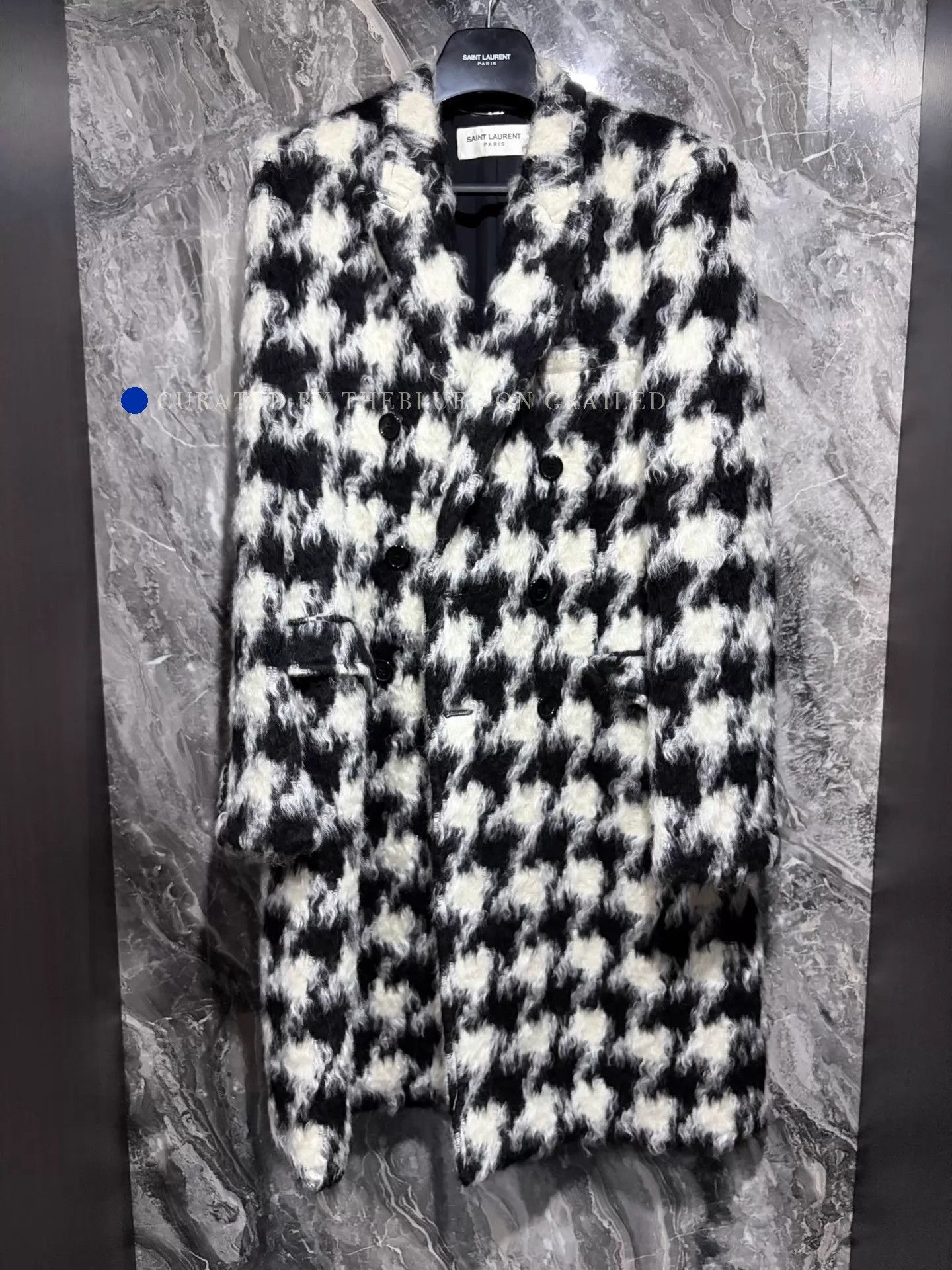 Saint Laurent Paris Multi-Colored Houndstooth Overcoat Size US L / EU 52-54 / 3 - 1 Thumbnail