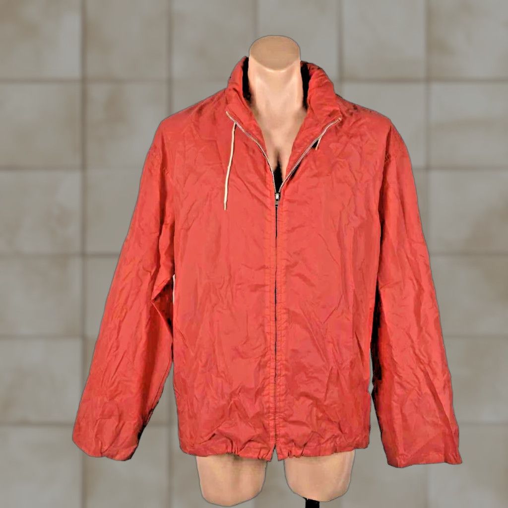 VINTAGE May Company Raincoat Jacket 70s Men's L Nylon Red Casual Japan