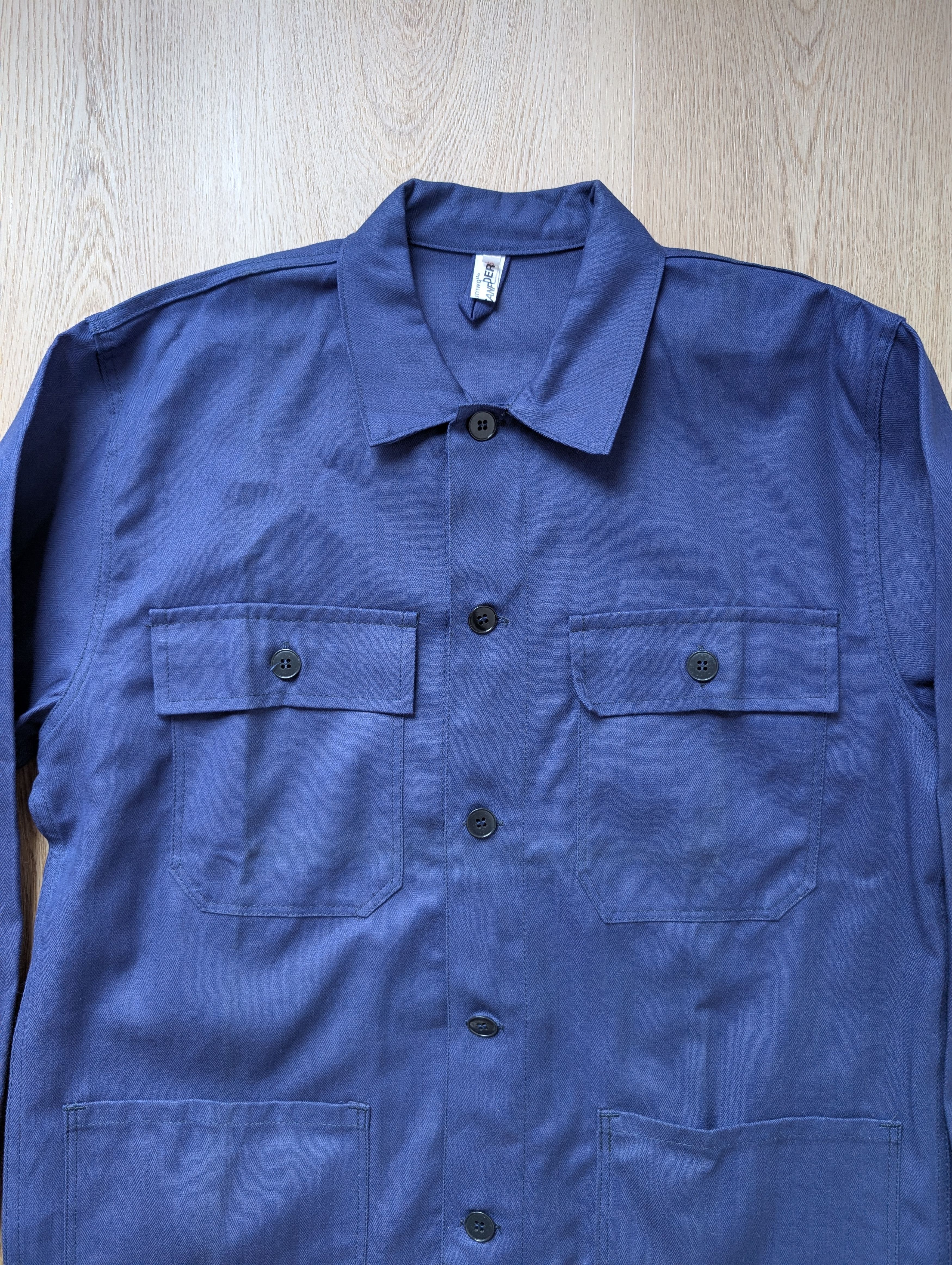 Vintage VTG sanfor moleskin blue jacket workwear French chore coat Size US M / EU 48-50 / 2 - 2 Thumbnail