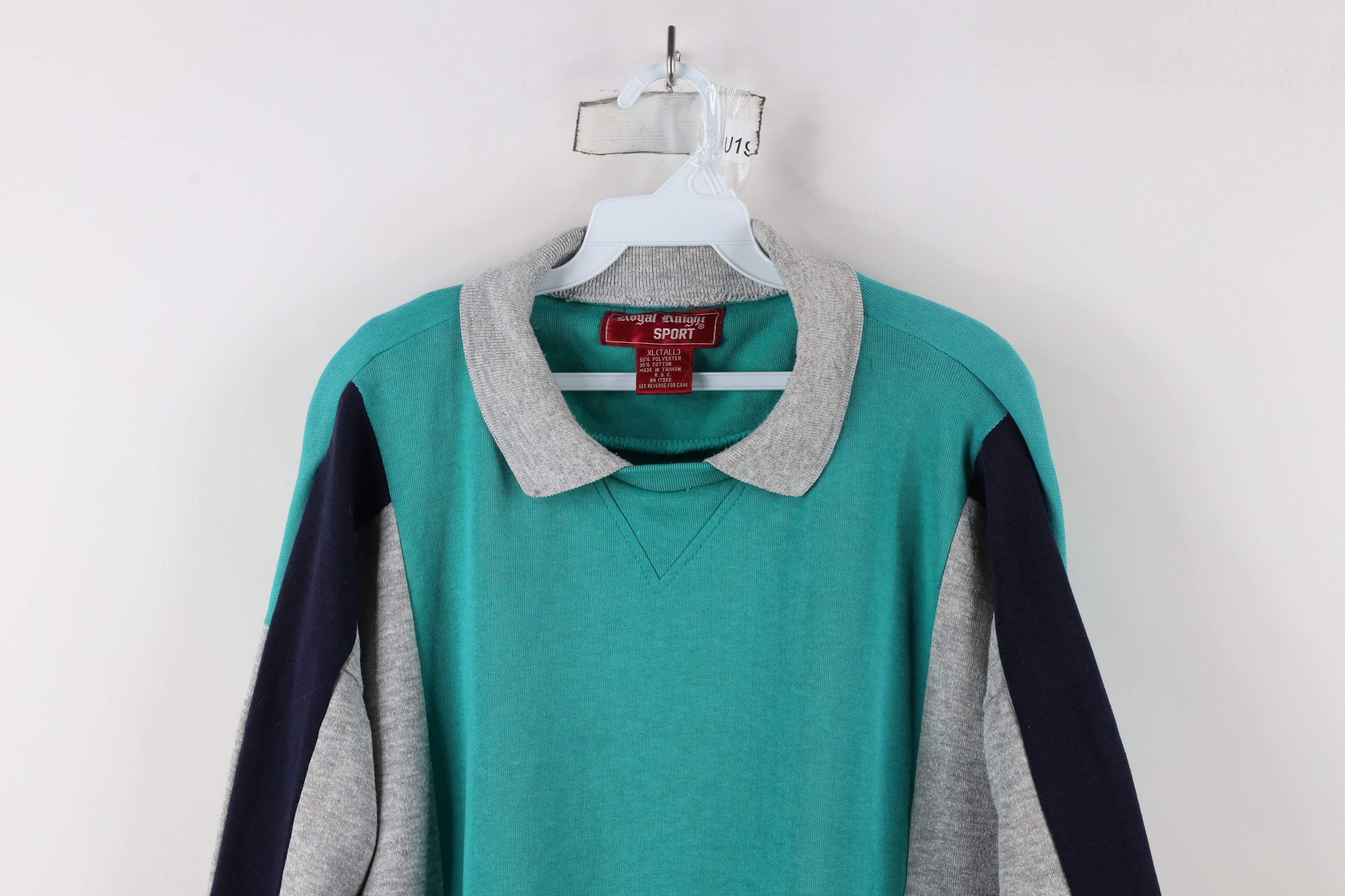 Vintage Vintage 90s Streetwear Block Collared Pullover Sweatshirt Size US XL / EU 56 / 4 - 2 Thumbnail