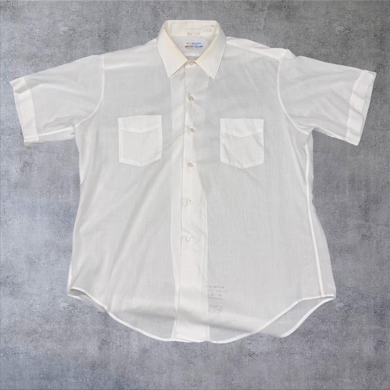 Vintage 1960s Vintage Sheer White Short Sleeve Button Up Size US L / EU 52-54 / 3 - 1 Thumbnail