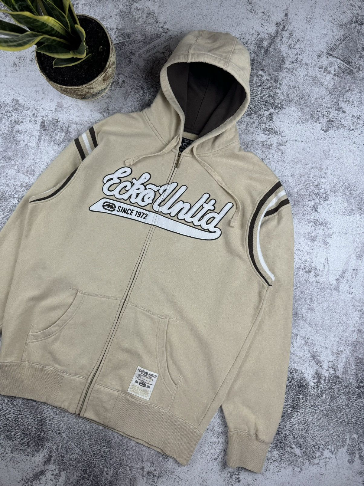 Ecko Unltd. Vintage Ecko Unltd by Marc Ecko Rap Skate Beige Zip Hoodie Size US XL / EU 56 / 4 - 3 Thumbnail