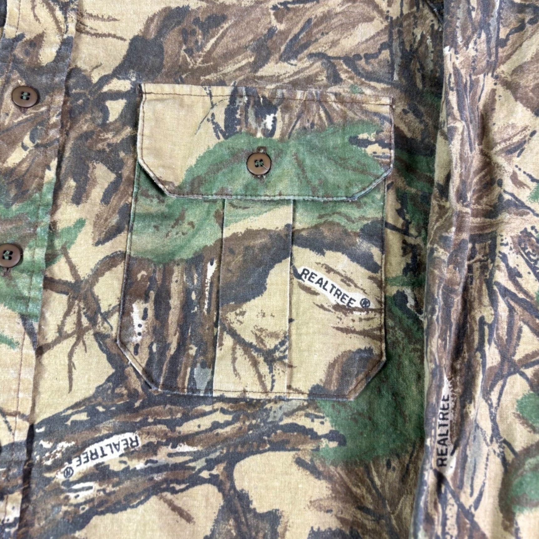 Realtree Spartan Shirt Mens L Green Camouflage Long Sleeve Button Up Cotton Flannel Made in USA Size US L / EU 52-54 / 3 - 7 Thumbnail