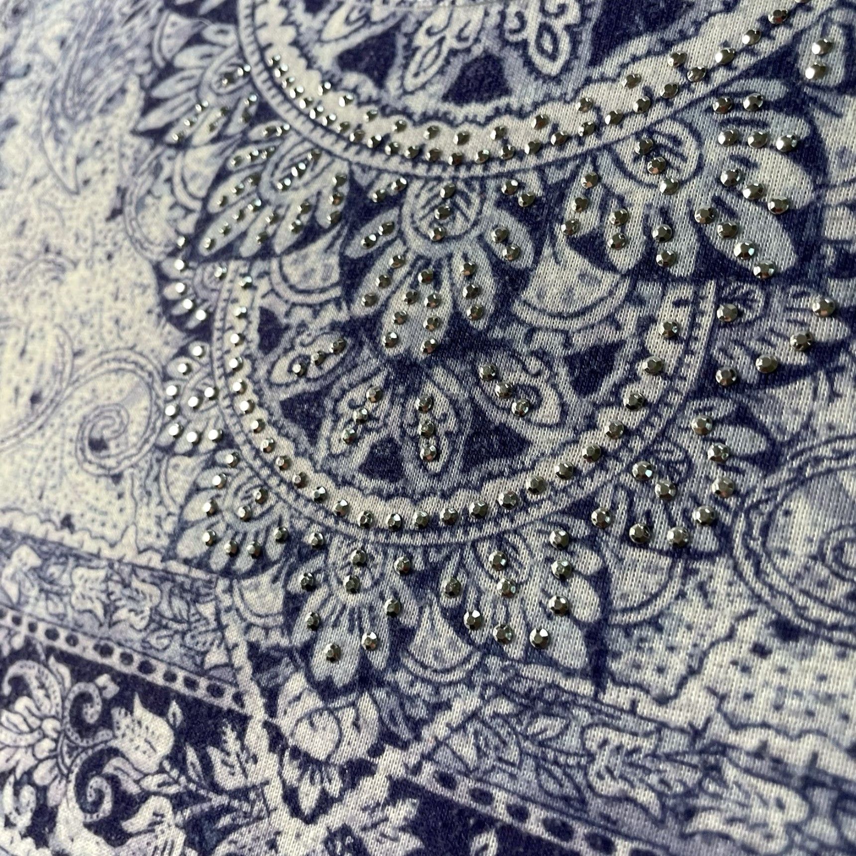Vintage World Unity Tshirt Womens Large Blue Boho Mandala Studded Short Sleeve Tee Size L / US 10 / IT 46 - 4 Thumbnail