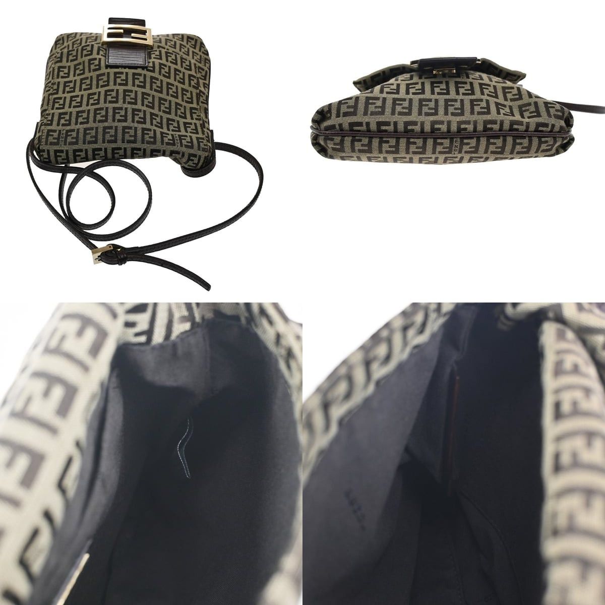 Fendi Fendi Zucchino Canvas Vintage Flap Crossbody Bag Brown Size ONE SIZE - 5 Thumbnail
