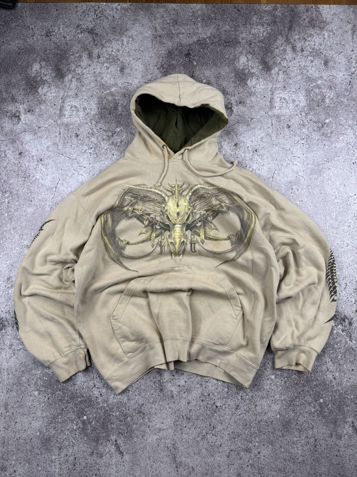 Japanese Brand Vintage 00s Spiral Affliction style dragon hoodie fantasy Size US M / EU 48-50 / 2 - 1 Thumbnail