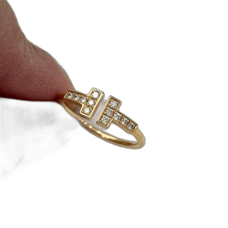 Tiffany & Co. Tiffany Double T Diamond Gold Ring Size ONE SIZE - 1 Thumbnail