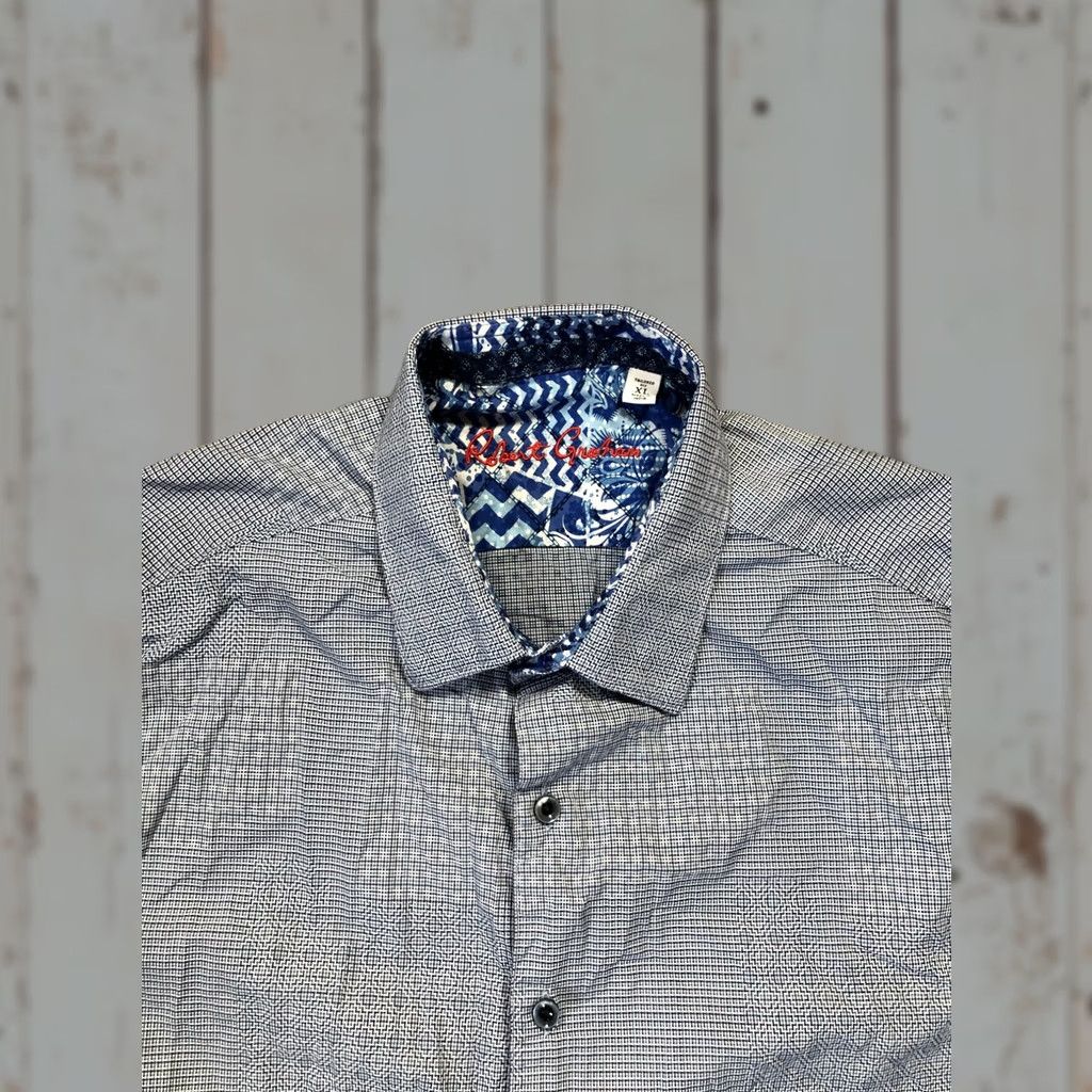 Robert Graham VINTAGE? Robert Graham Shirt Mens XL Blue Tailored Fit Button Down Geometric Long Sleeve Size US XL / EU 56 / 4 - 1 Thumbnail
