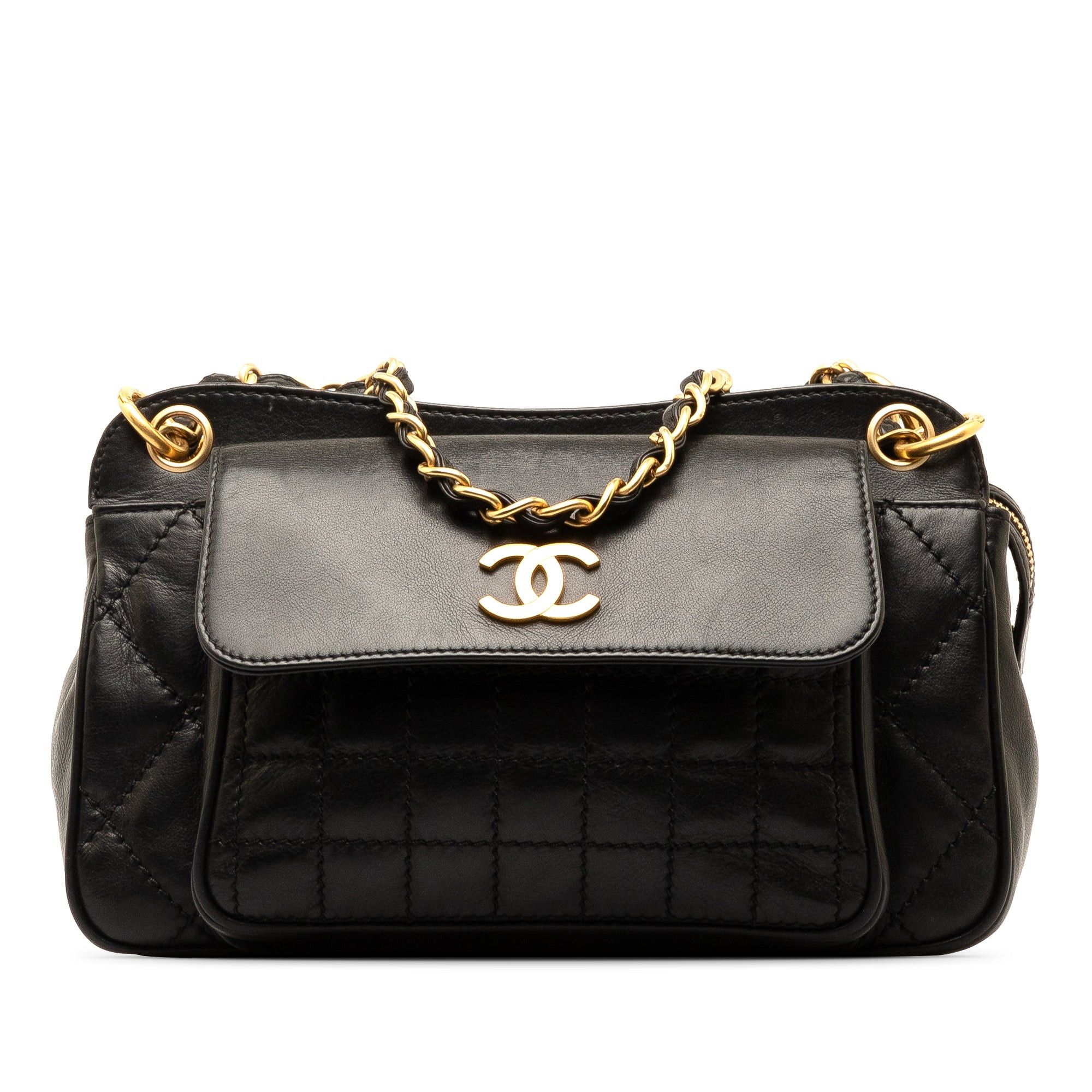image of Chanel Choco Bar Chain Shoulder Bag in Black, Women's