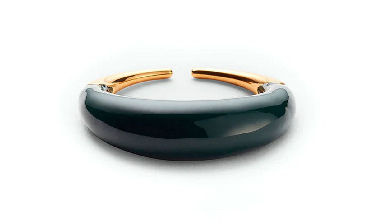 Bottega Veneta BOTTEGA VENETA Spine dark green sculptural silver ring 7 15 Size ONE SIZE - 3 Thumbnail