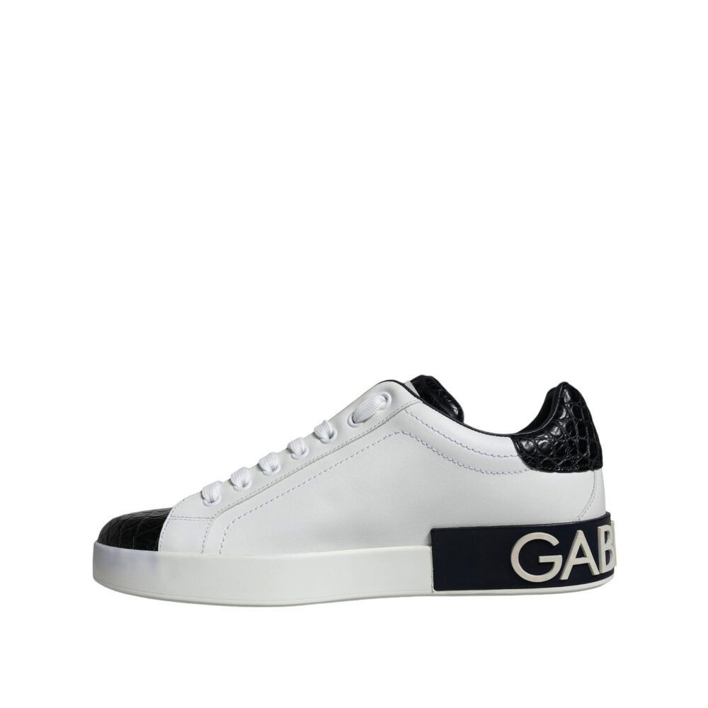 Dolce & Gabbana Dolce & Gabbana Black Leather Logo Portofino Sneaker Shoes Size US 6 / EU 39 - 5 Thumbnail
