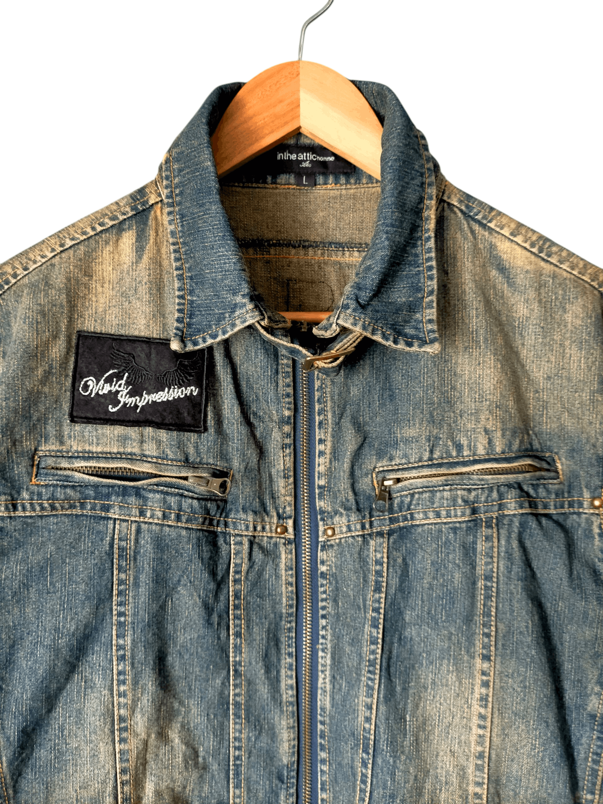In The Attic In the Attic Denim Jacket Zipped Punk Style Size US L / EU 52-54 / 3 - 4 Thumbnail