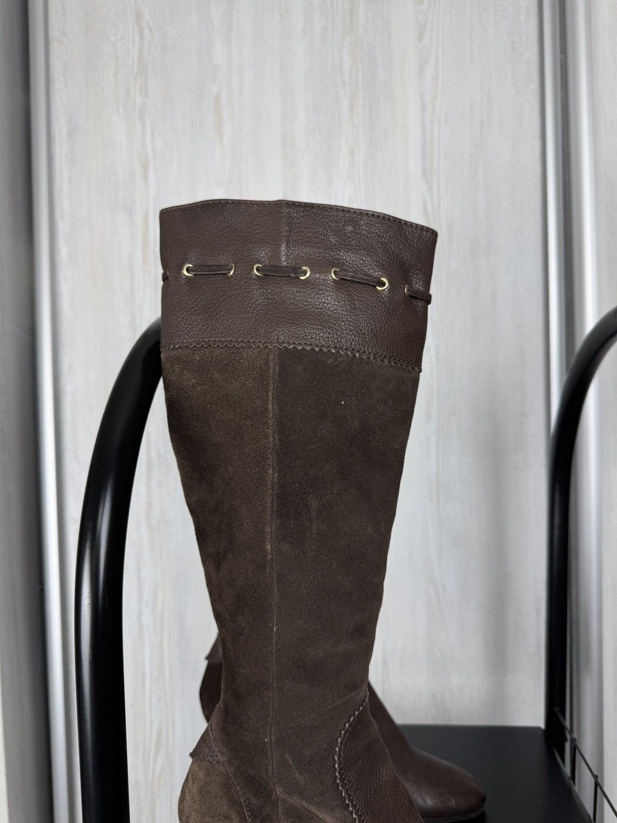 Max Mara Max Mara made in Italy brown suede boots knee length Size US 7 / IT 37 - 4 Thumbnail