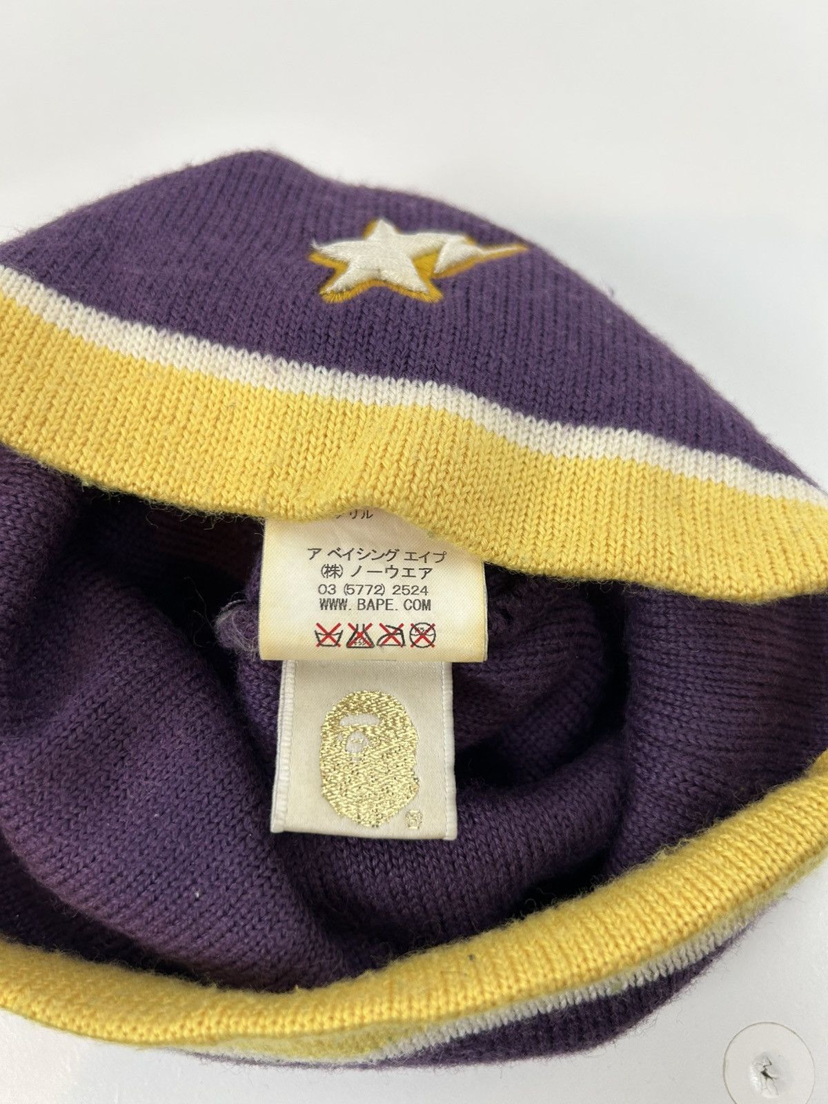 Bape Bape Lakers Color Star Logo Watch Cap Size ONE SIZE - 3 Thumbnail