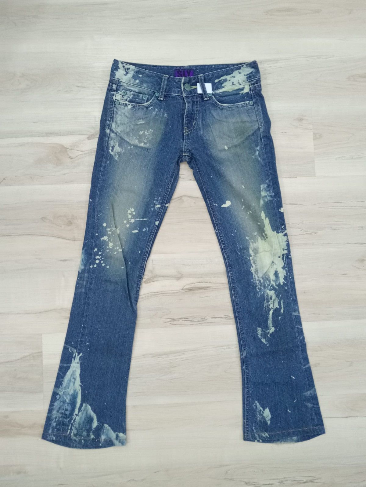 Japanese Brand SLY distressed painted flared jeans Size US 29 - 1 Thumbnail