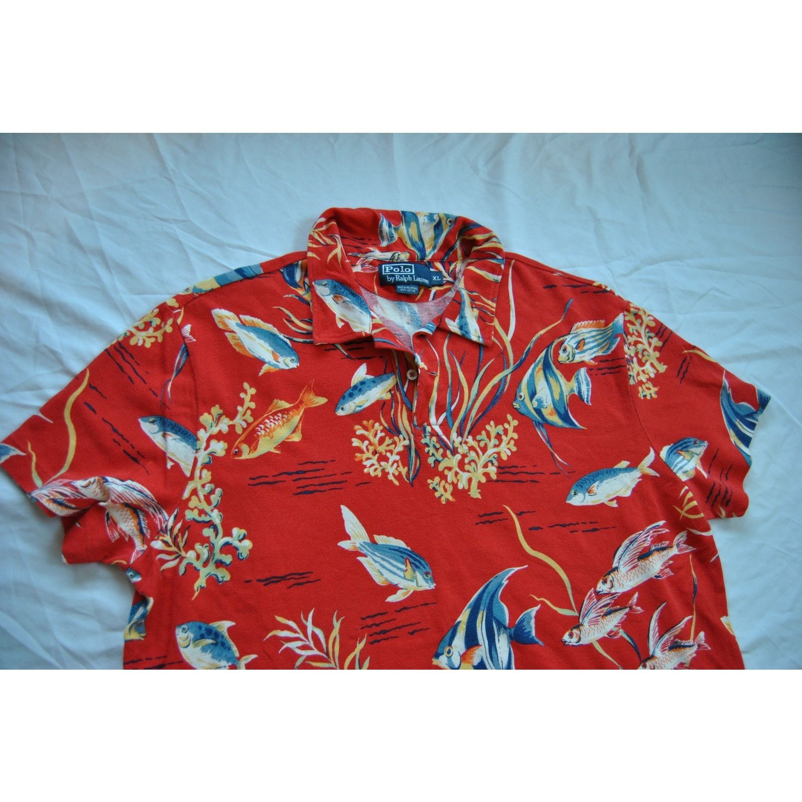 Ralph Lauren Vintage Ralph Lauren XL Hawaiian Tropical Fish Polo Size US XL / EU 56 / 4 - 6 Thumbnail