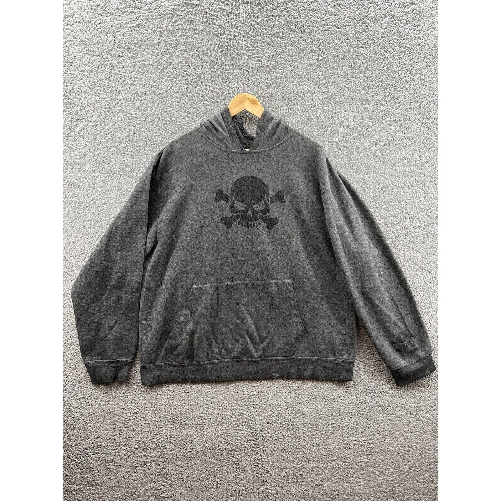 Utility Skull Crossbones Gray Men’s Skater Hoodie Size Large