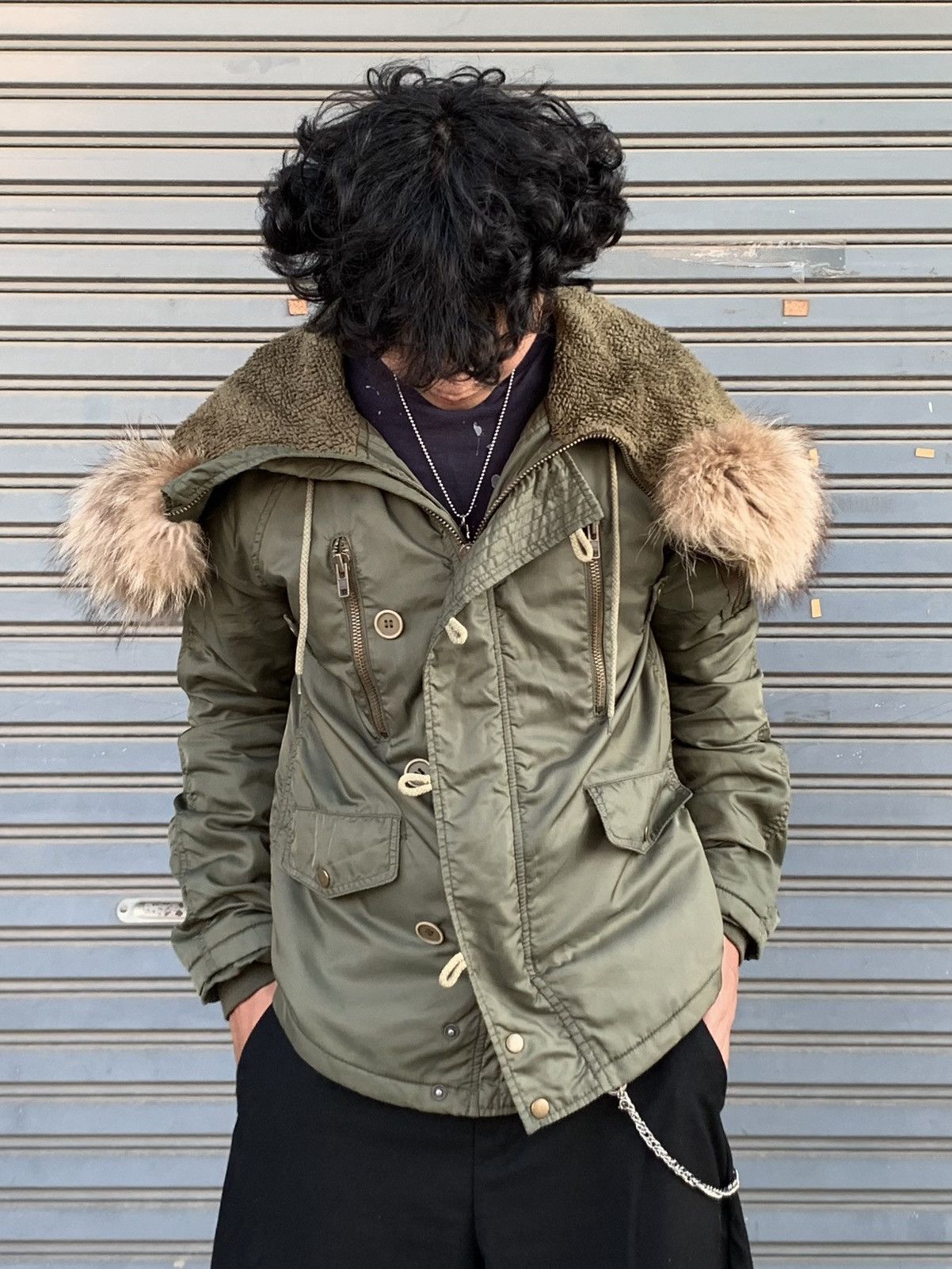 00s GOA fur military short jkt Y2K ライナー付 00s ファー付き ミリタリージャケット ライナー 平成ギャル goa系 y2k