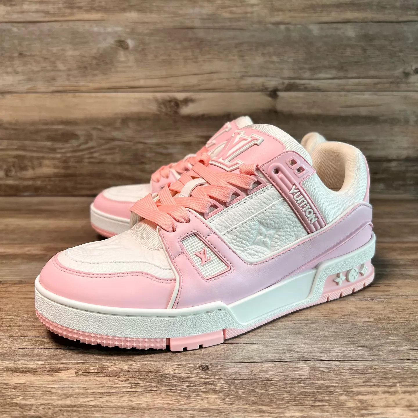 Louis Vuitton LV Trainer 25 Pink/White 37 97% NoBox NoFlaws MinorSoleWear Size US 6.5 / IT 36.5 - 1 Thumbnail