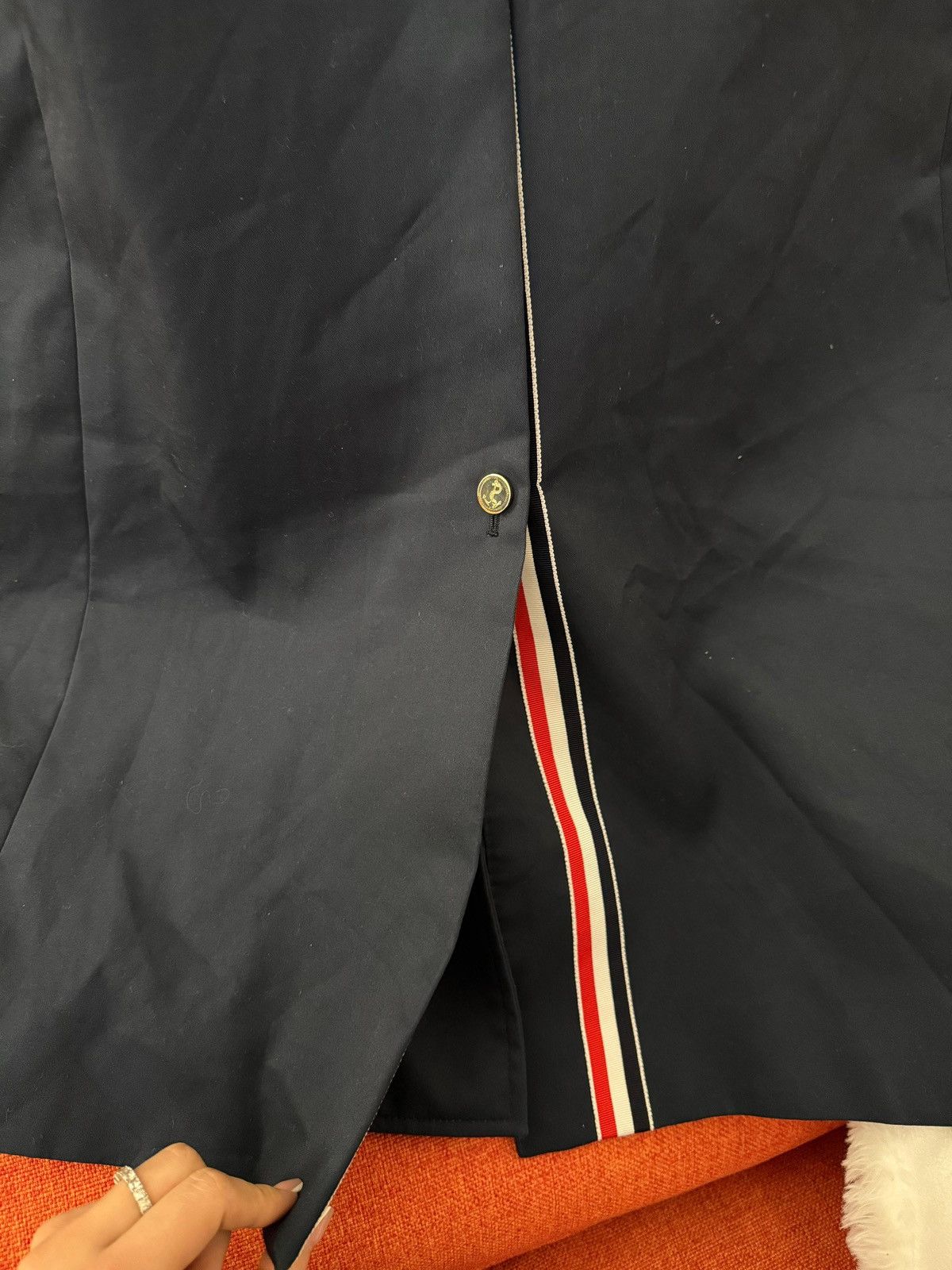 Thom Browne Thom Browne Navy Jacket – Signature Stripe Lining – Size 2 Size US M / EU 48-50 / 2 - 9 Thumbnail