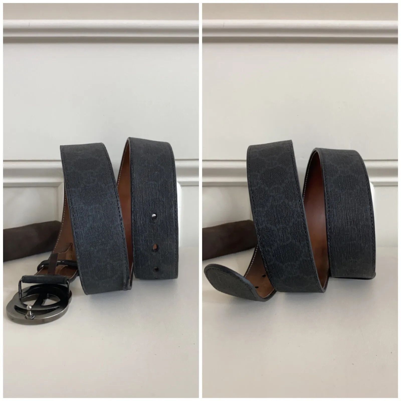 Gucci Gucci Black GG Supreme Monogram Interlocking G Buckle Belt Size 32 - 4 Thumbnail