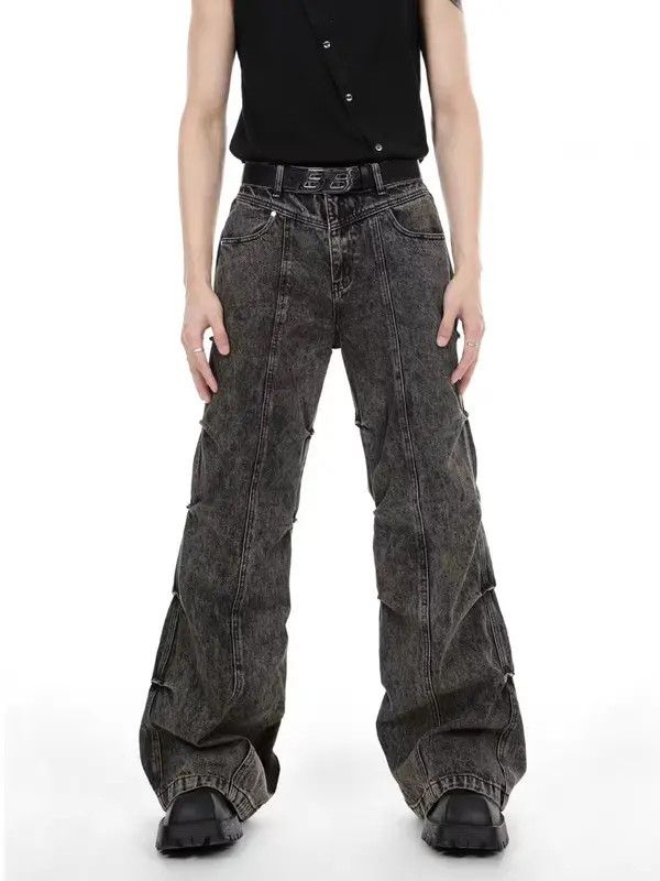 VIBE Vintage washed distressed micro-flared high-waisted jeans Size US 32 / EU 48 - 1 Thumbnail