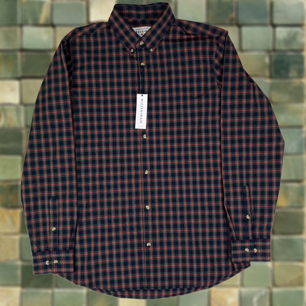 Mizzen+Main Mizzen+Main Shirt Button-Down Leeward Trim Fit Blue Plaid Made USA Mens XL NWT Size US XL / EU 56 / 4 - 1 Thumbnail