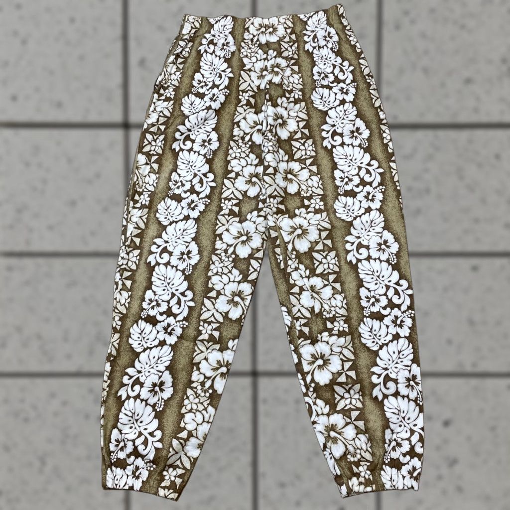 Vintage VINTAGE Reebesse Beverly Hills 2XL Brown Floral Hawaiian Pants 80s Parachute Tapered Jogger Baggy Streetwear Men's Size US 39 - 1 Thumbnail
