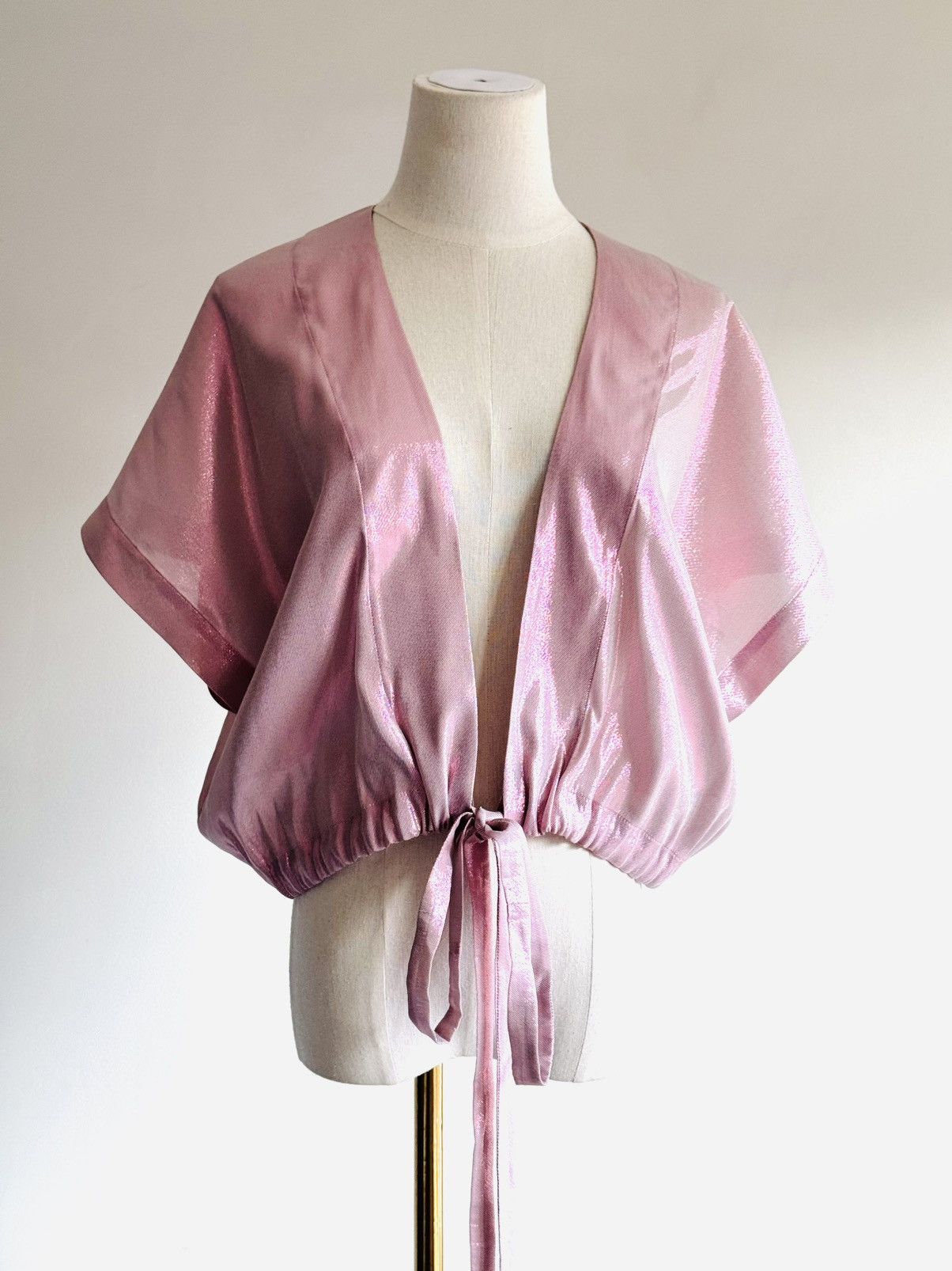 Alberta Ferretti Alberta Ferretti tie front pink lame blouse spring ‘18 sz 44 Size M / US 6-8 / IT 42-44 - 1 Thumbnail