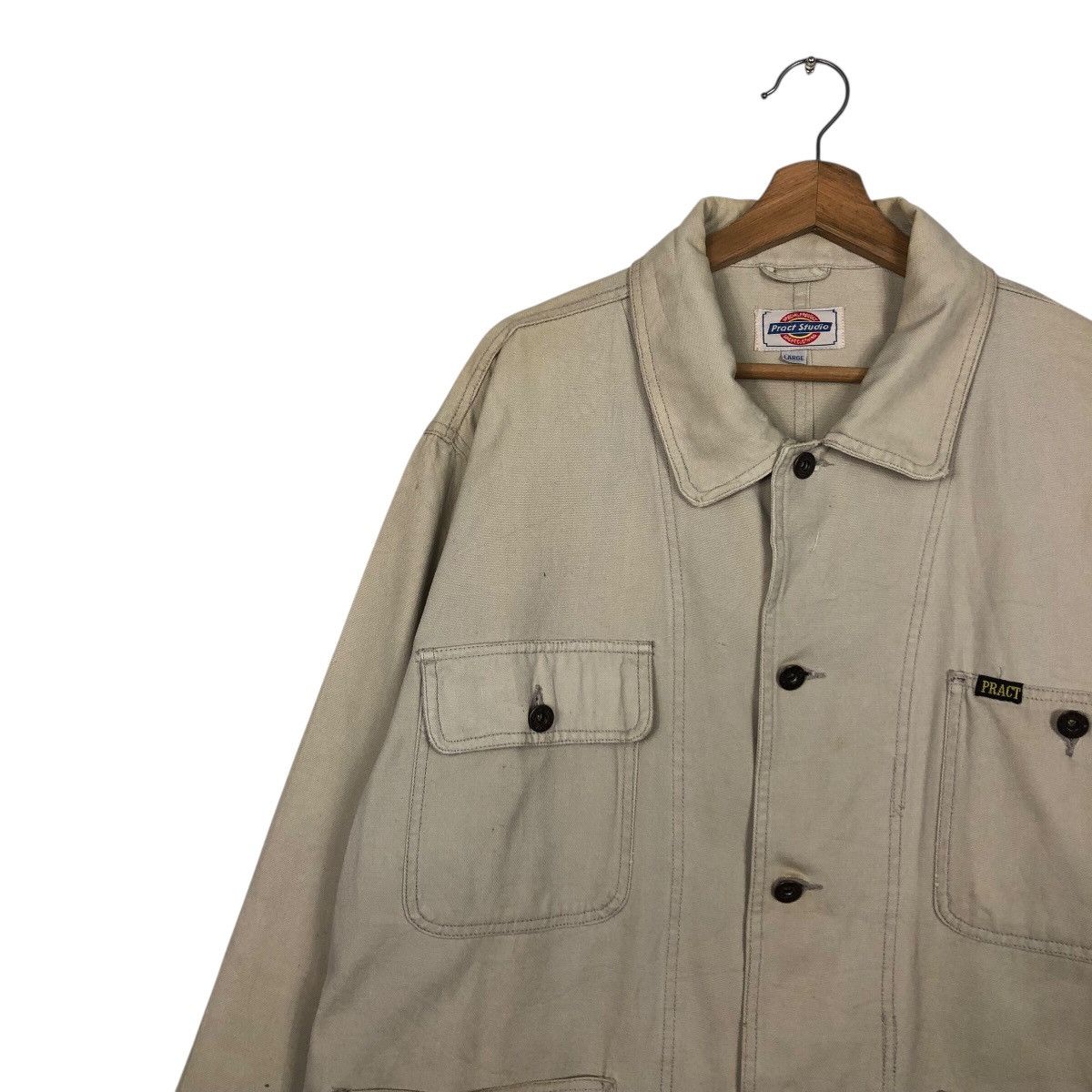 Japanese Brand Pract Studio Heavyweight Canvas Shop Jacket — Boxy Fit Size US L / EU 52-54 / 3 - 8 Thumbnail