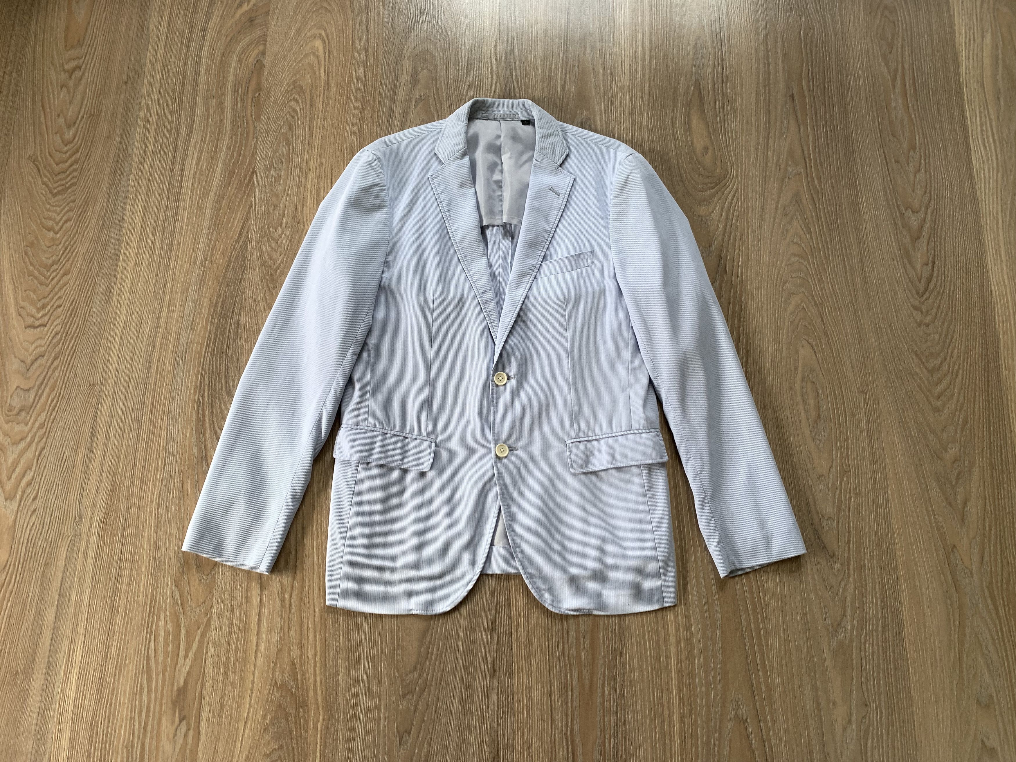 Uniqlo Uniqlo White Cotton Stripe Blazer Jacket Size US M / EU 48-50 / 2 - 10 Thumbnail