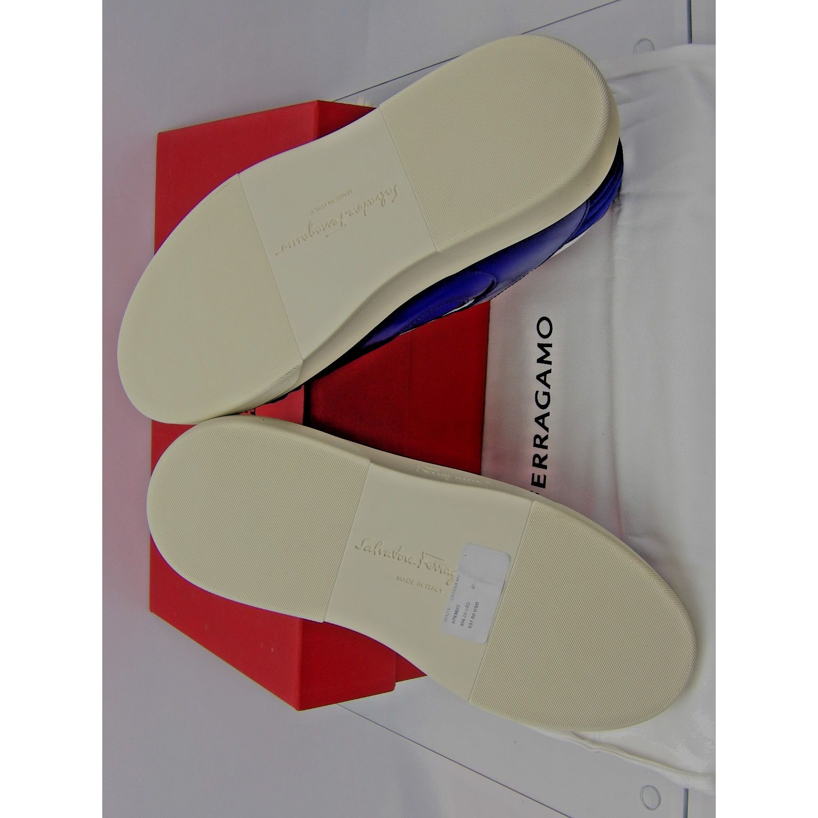 Salvatore Ferragamo FERRAGAMO CASSINA BLUE LEATHER LOGO LACE SNEAKERS 9 M ITALY Size US 10 / EU 43 - 10 Thumbnail