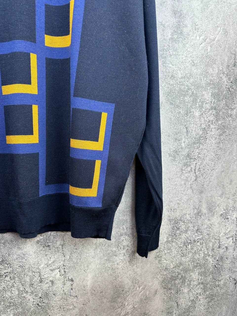 John Smedley John Smedley Crew Neck Sweater Cube Print Merino Wool Size US XXL / EU 58 / 5 - 8 Thumbnail