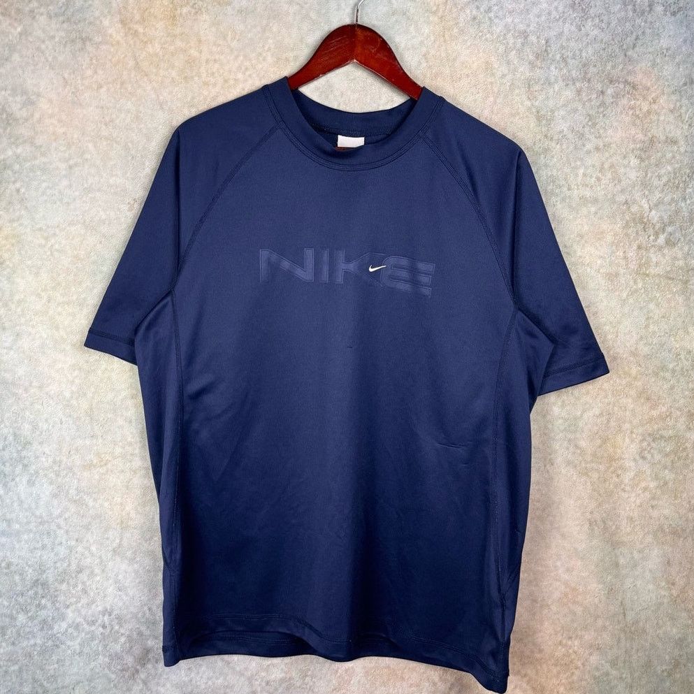 Nike × Vintage VTG Y2K Nike T Shirt Mens Sz L Navy Blue Swoosh Logo Size US L / EU 52-54 / 3 - 2 Thumbnail