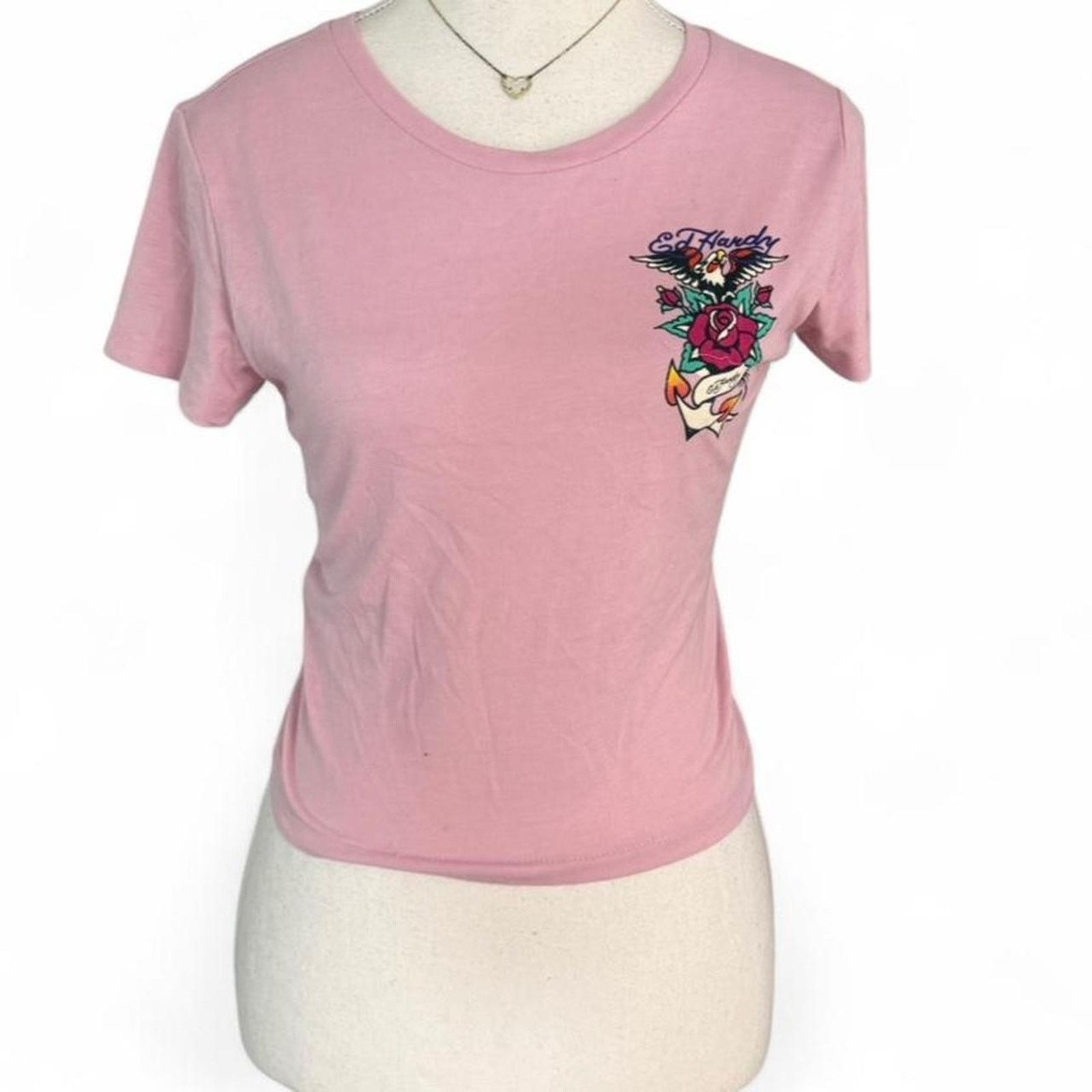 Ed Hardy Ed Hardy pink baby tee graphic design Size M alternative Size M / US 6-8 / IT 42-44 - 2 Thumbnail
