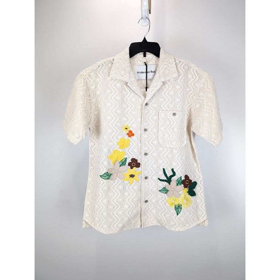 Andersson Bell o1rshd1 Flower Embroidery Open Collar Shirt