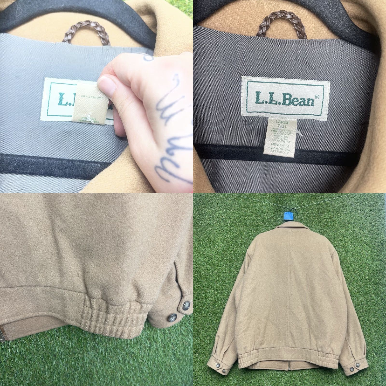 Vintage VINTAGE LL Bean Wool Jacket Mens LT Beige Zip Wool Blend Lining Insulated Mid-Length Bomber Coat Outdoor Workwear Size US L / EU 52-54 / 3 - 8 Thumbnail