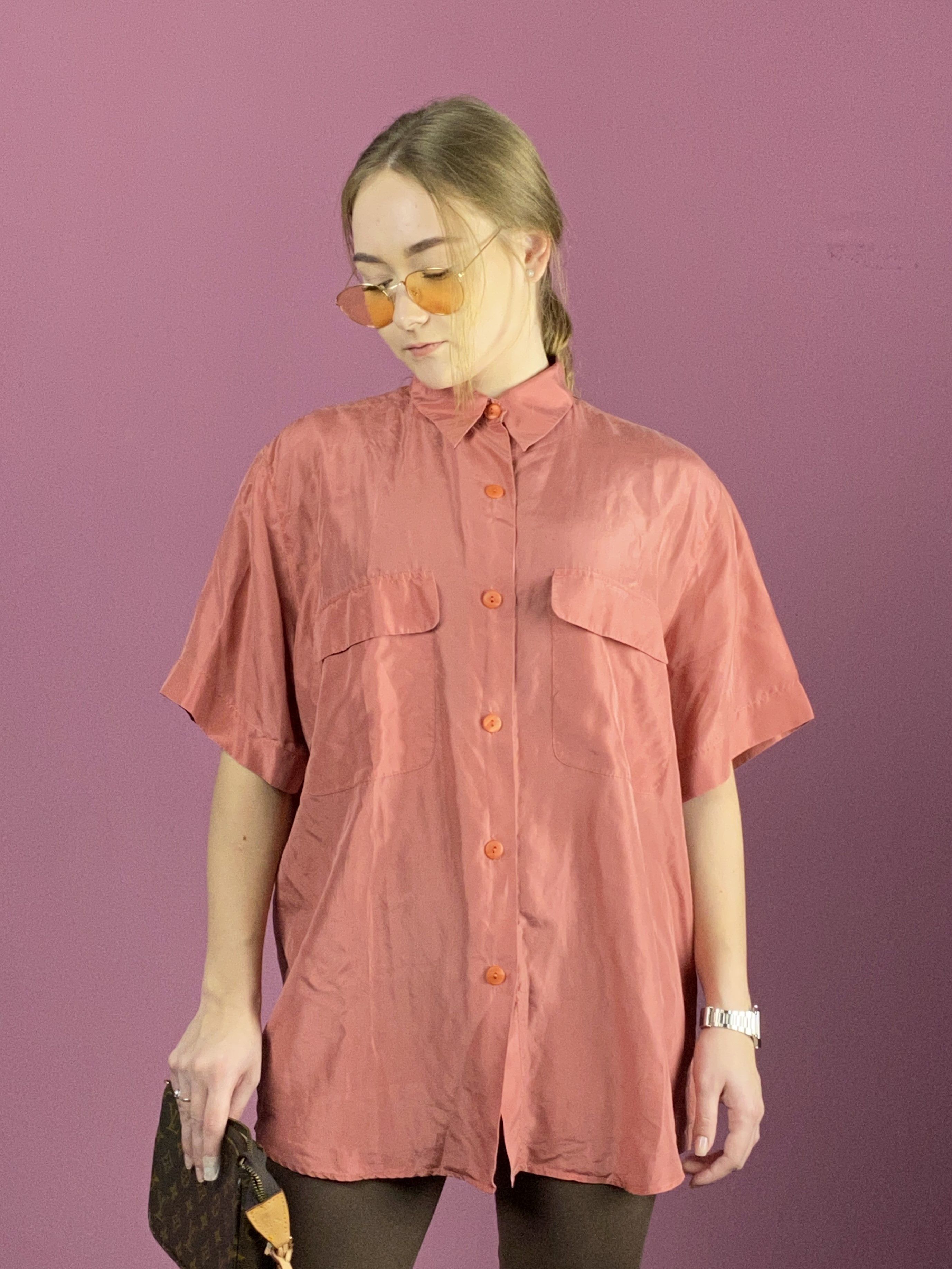 Vintage 90s Vintage Women's Short Sleeve Shirt - L Size L / US 10 / IT 46 - 1 Thumbnail