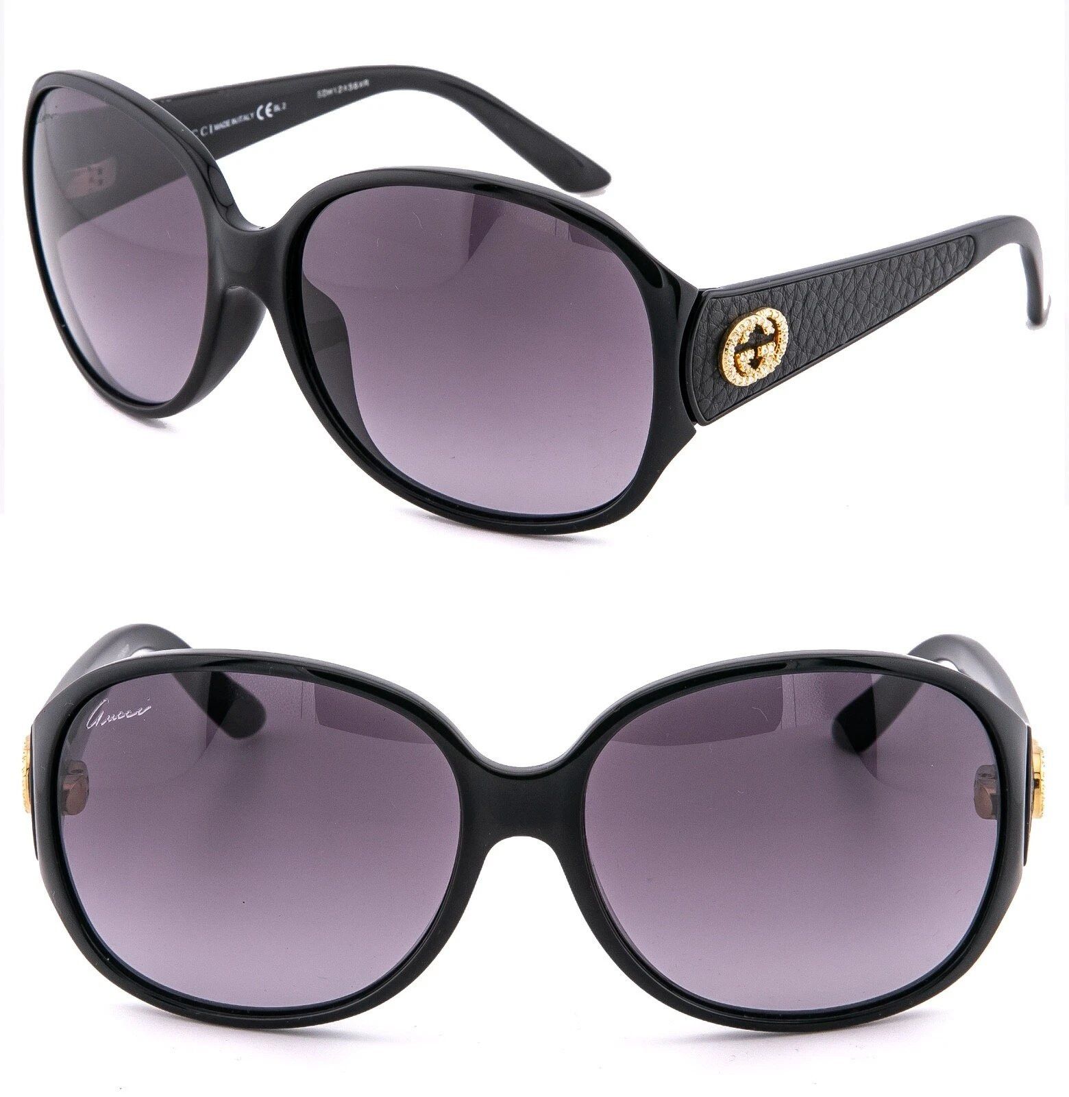 Gucci GUCCI 3623 Black Leather Gold Oval Sunglass GG3623NKS GG3623 Size ONE SIZE - 1 Thumbnail