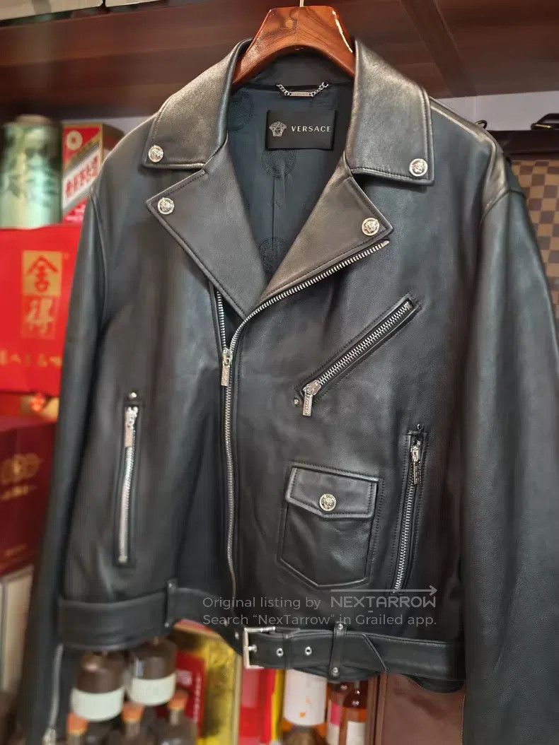 Versace Versace Heavy men's motorcycle leather jacket Size US XXL / EU 58 / 5 - 2 Thumbnail