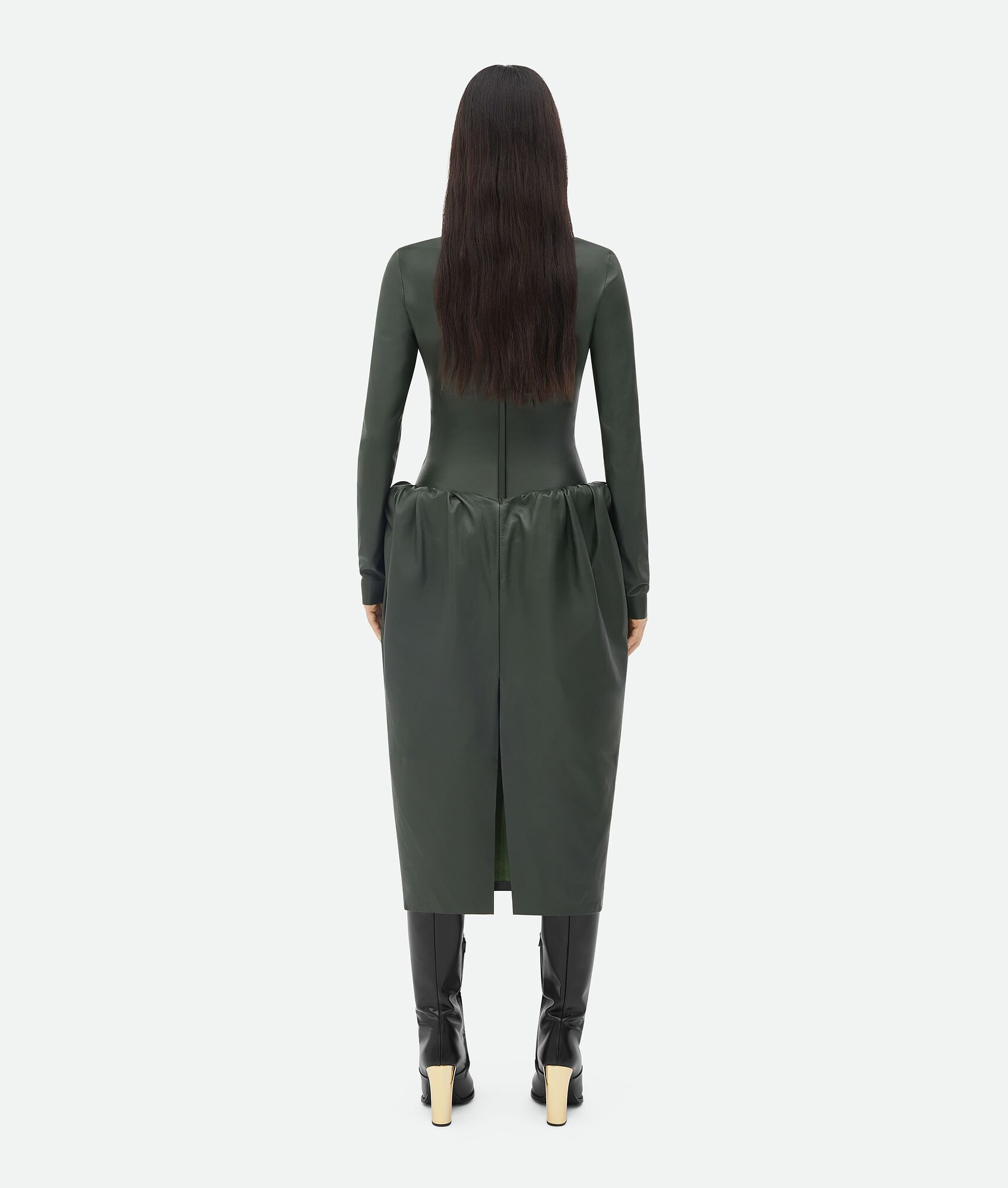 Bottega Veneta o1n1vont0125 Leather High Neck Top in Forest Green Size XS / US 0-2 / IT 36-38 - 3 Thumbnail