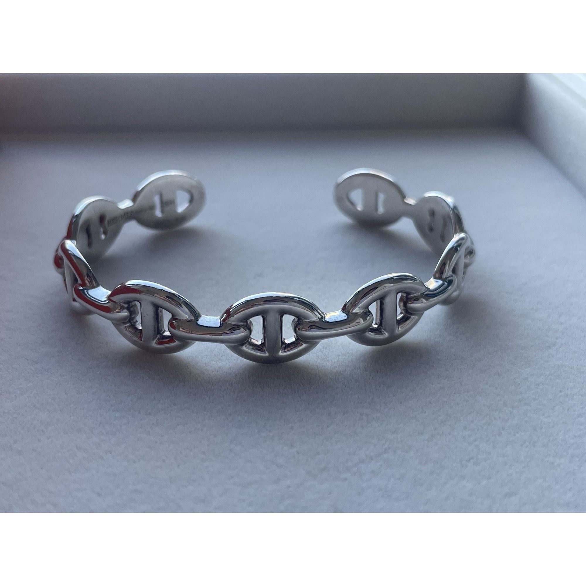 Hermes Hermes Ag925 Sterling Silver Kelly Chain Cuff Bracelet Made Size ONE SIZE - 1 Thumbnail