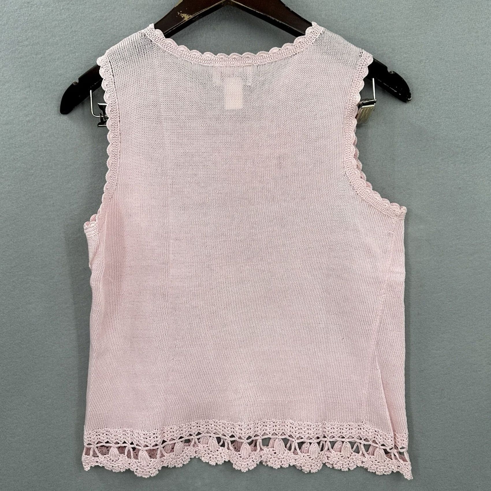 Pinko VINTAGE LIM'S Sweater Vest Womens L Floral 3D Appliqué Crochet Knit Pink Y2K Size L / US 10 / IT 46 - 5 Thumbnail