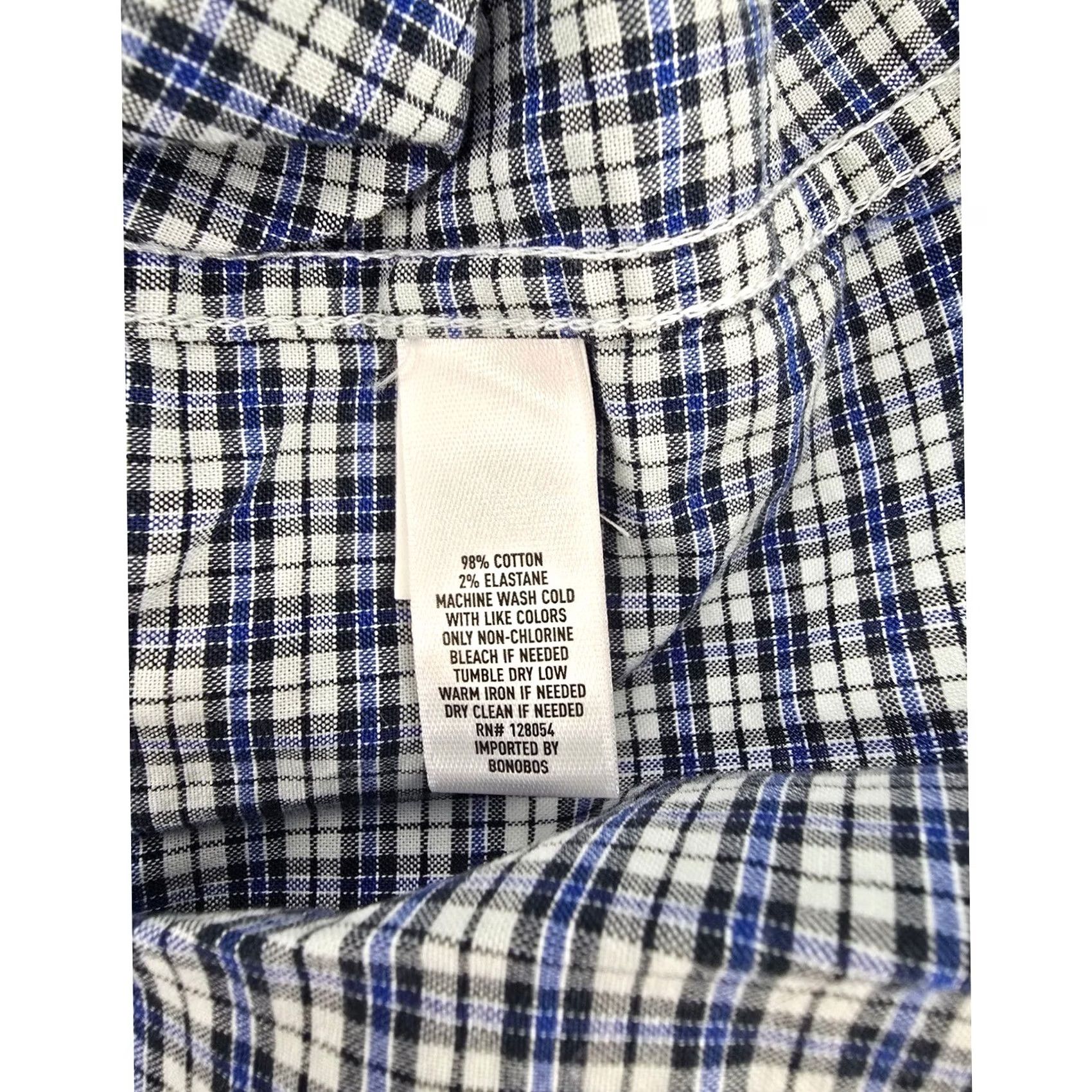 Bonobos Bonobos Shirt Mens XL Blue Gingham Button Down Long Stretch Cotton Standard Fit Size US XL / EU 56 / 4 - 4 Thumbnail