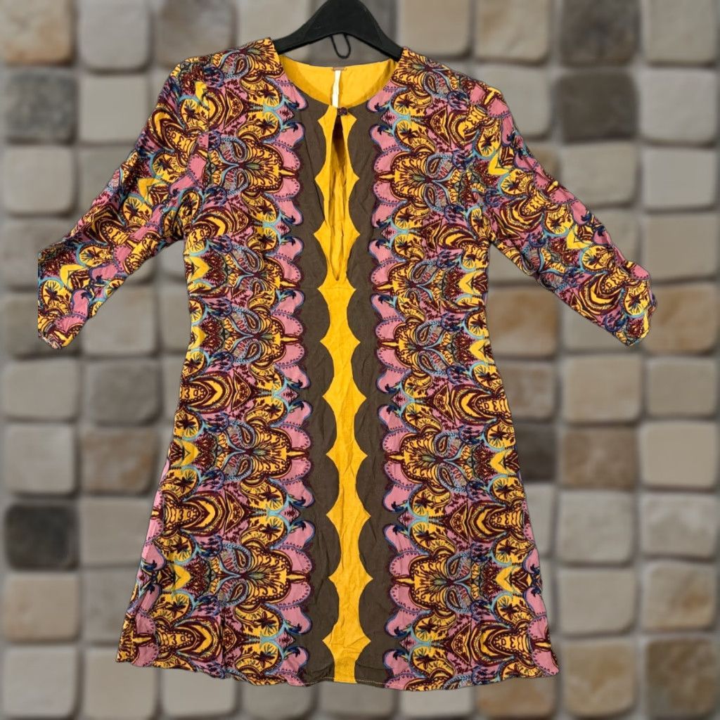 Free People Free People Dress Womens 4 Multicolor Ossie Vibes Tunic Boho Long Sleeve Size S / US 4 / IT 40 - 1 Thumbnail
