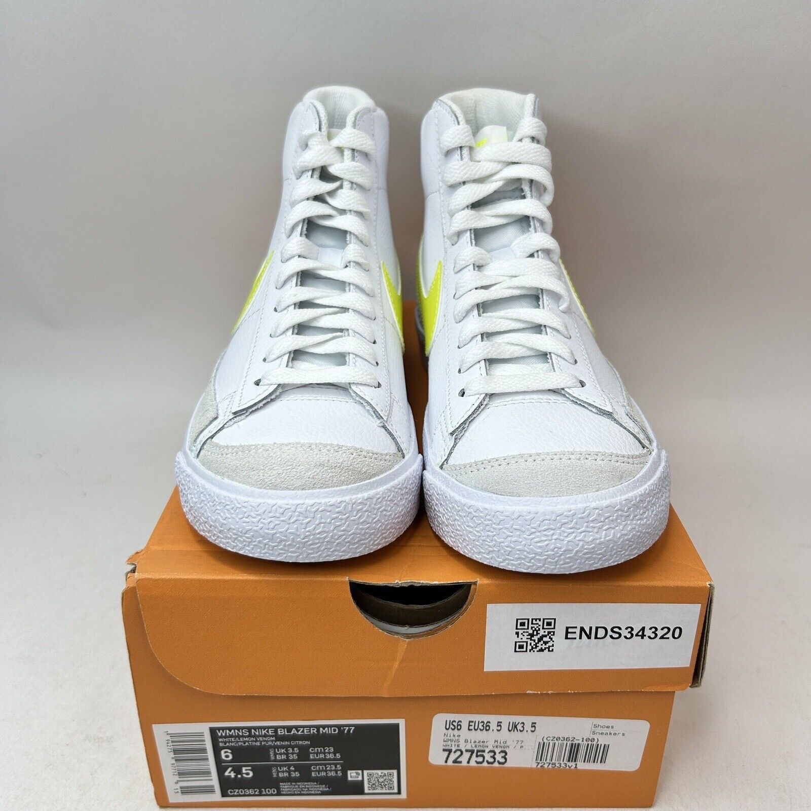 Nike Nike Blazer Mid '77 WMNS “White Lemon Venom” 2024 Size US 6 / IT 36 - 2 Thumbnail