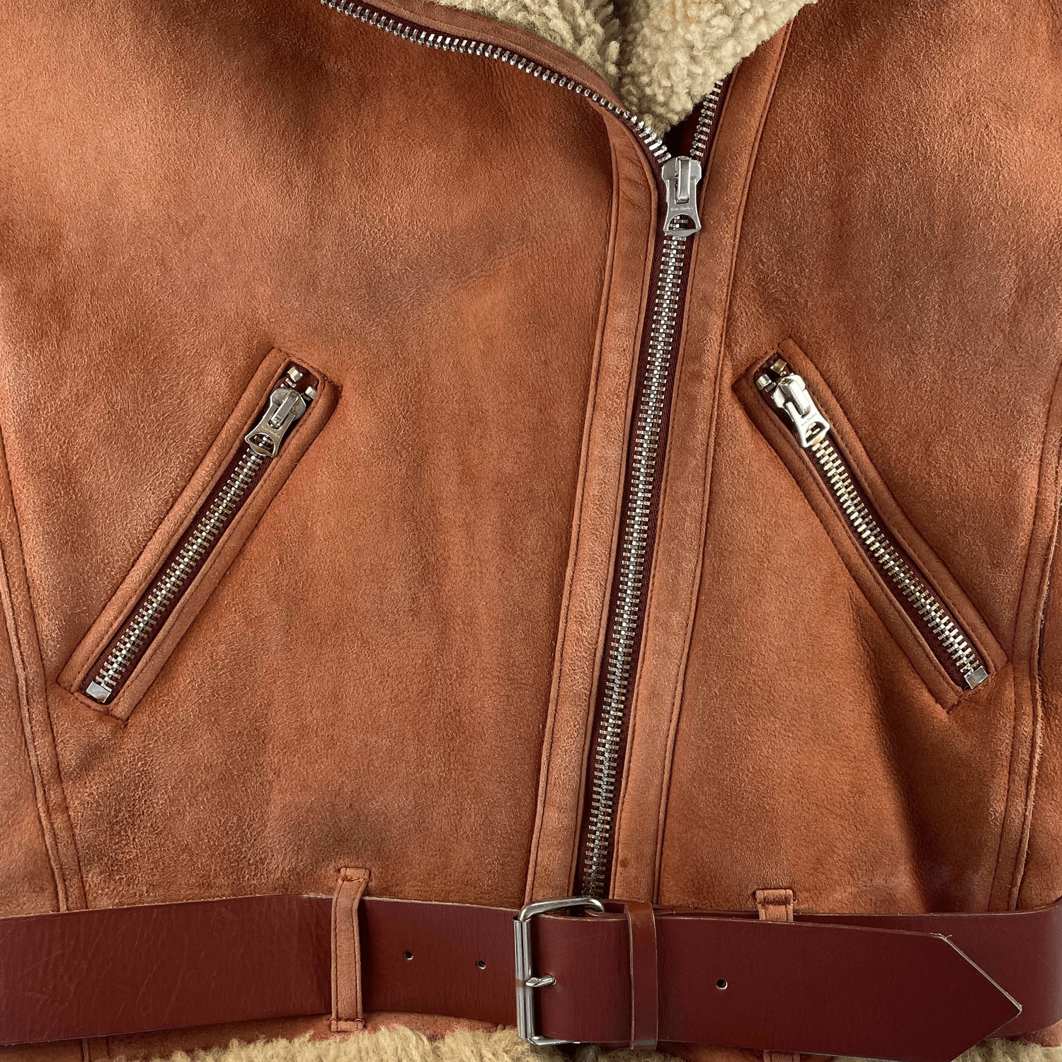 Acne Studios Acne Studios Dark Orange Velocite Suede Shearling Jacket Size XS / US 0-2 / IT 36-38 - 6 Thumbnail