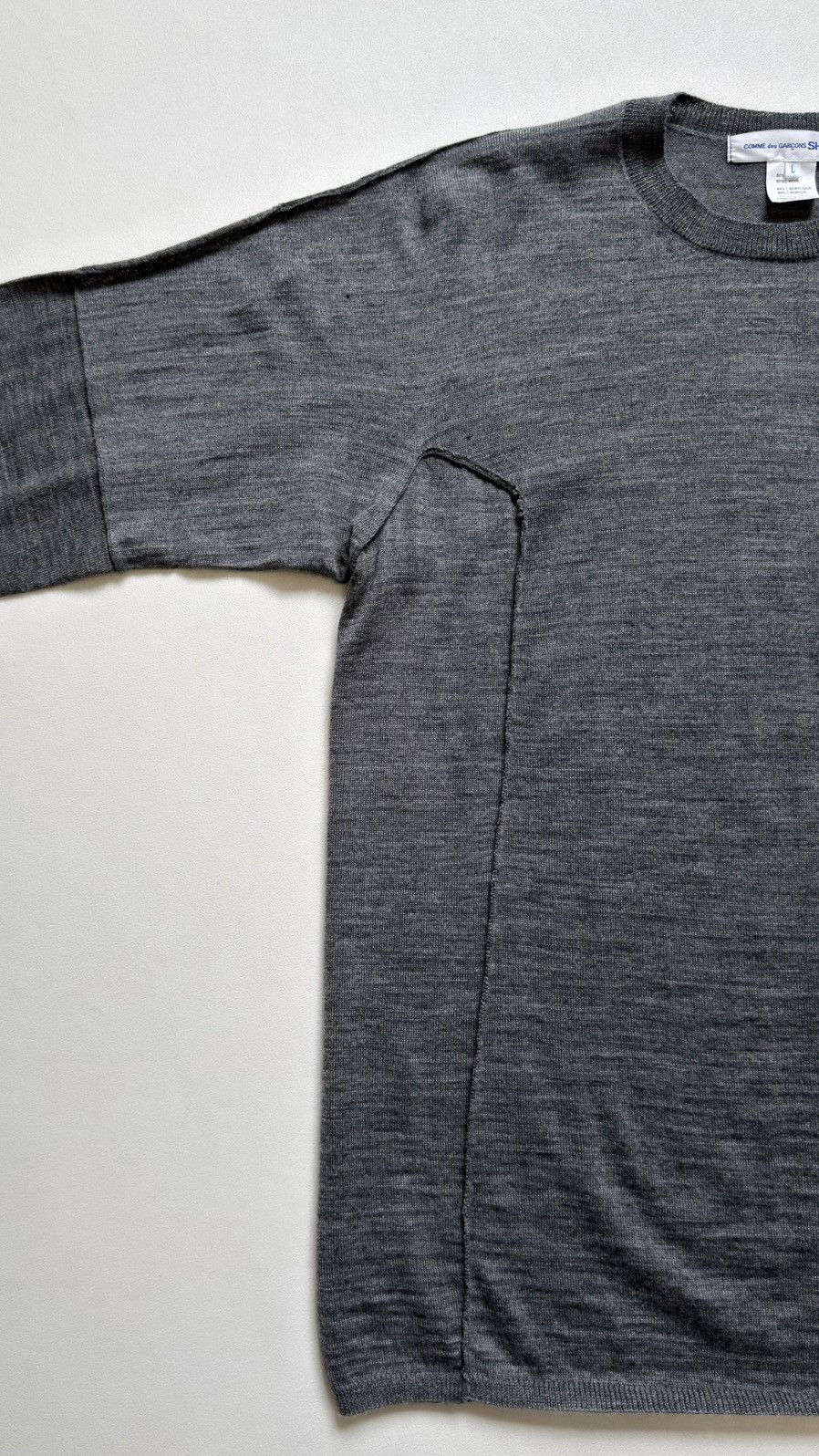 Comme des Garcons Gray Panelled Wool Sweater Size US M / EU 48-50 / 2 - 8 Thumbnail
