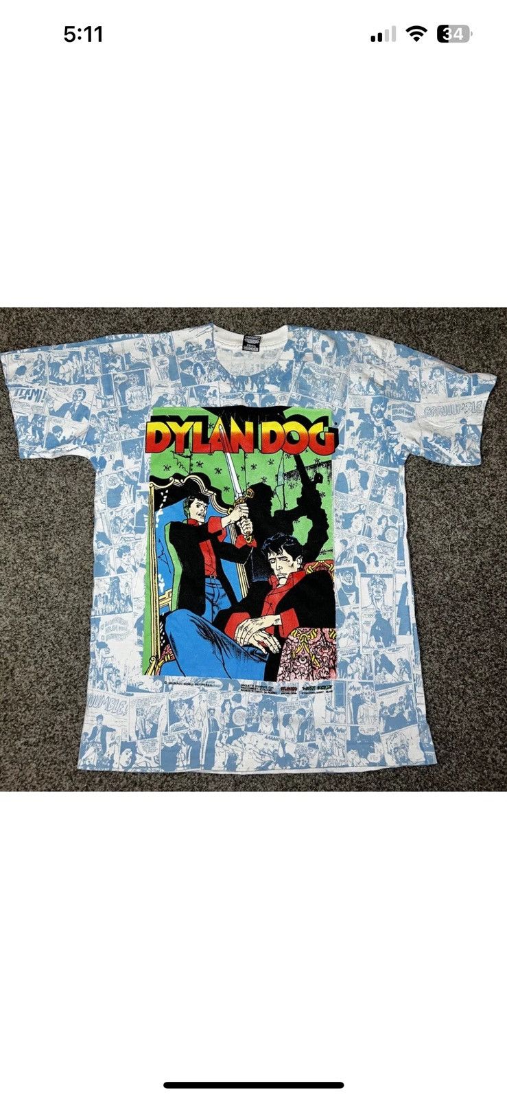 Vintage 1992 Dylan dog Italian horror comic T very rare Size US L / EU 52-54 / 3 - 2 Thumbnail